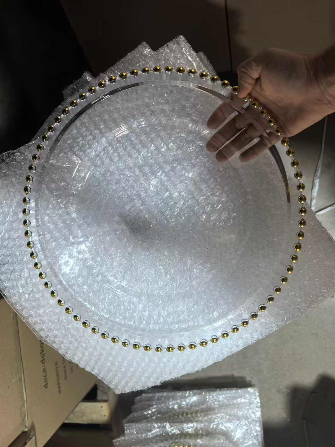 wholesale gold edge Glass Under Plates for sale