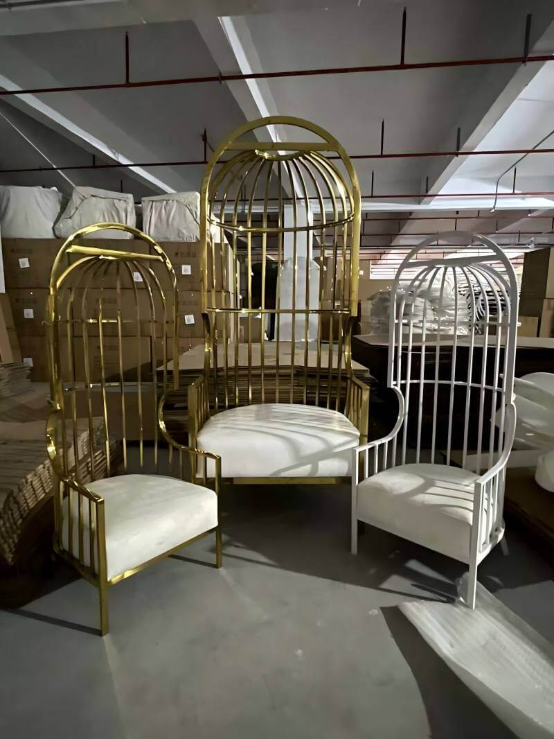 wholesale gold and white Bride And Groom Chairs For Sale