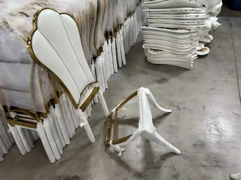 wholesale gold and white Stackable Wedding Chairs for sale