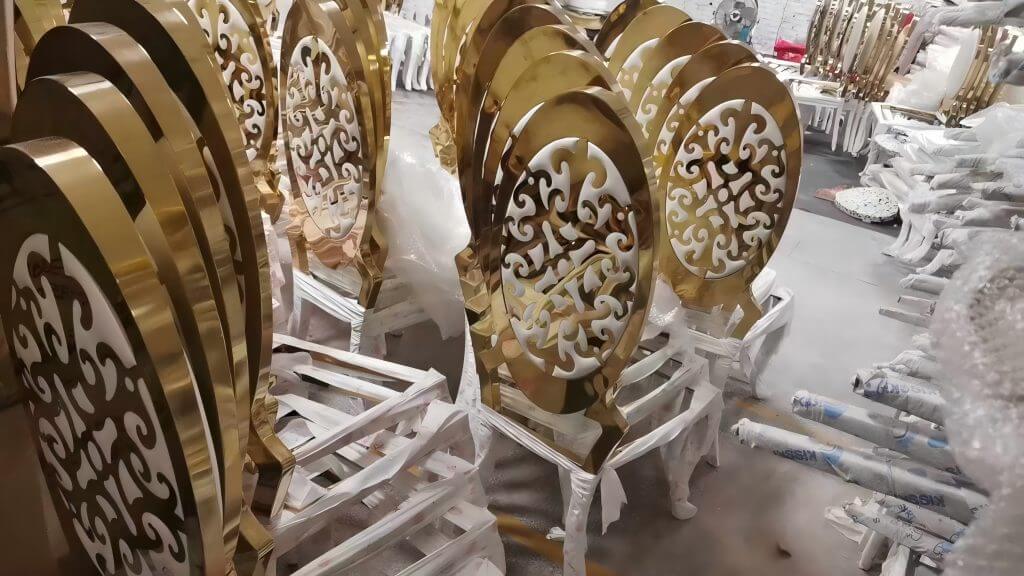 gold and white wedding chairs manufacturer in China