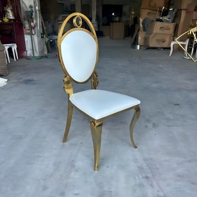 wholesale white and gold Modern Wedding Chairs for sale