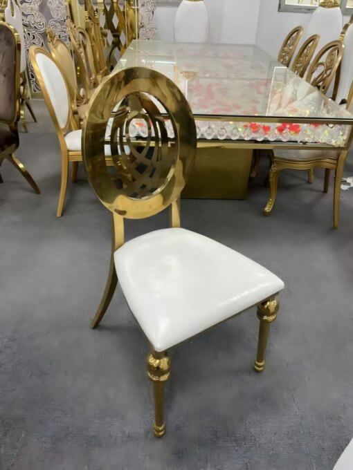 wholesale gold and white stainless steel chairs for sale