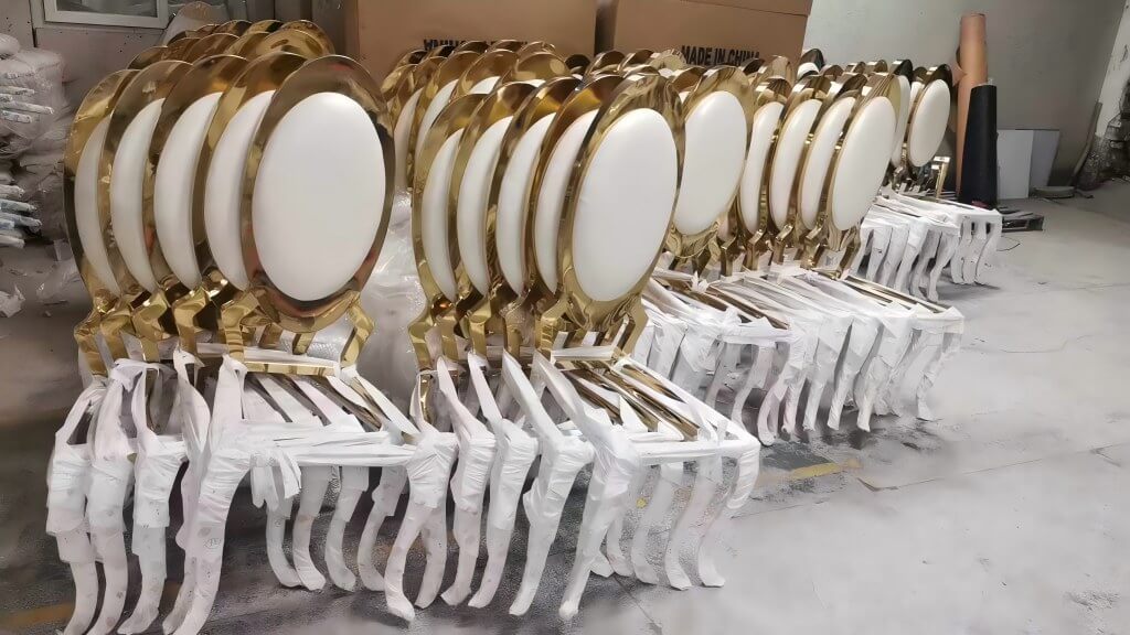 wholesale gold and white wedding chairs for sale