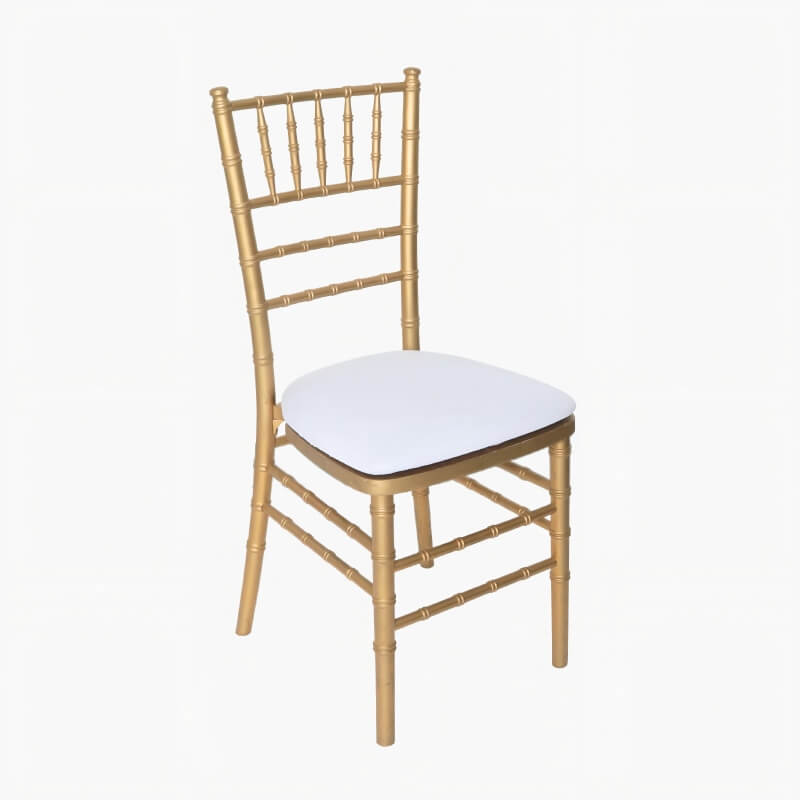 Gold Chiavari Chairs With White Cushion for sale wholesale Gold Chiavari Chairs With White Cushion for weddings