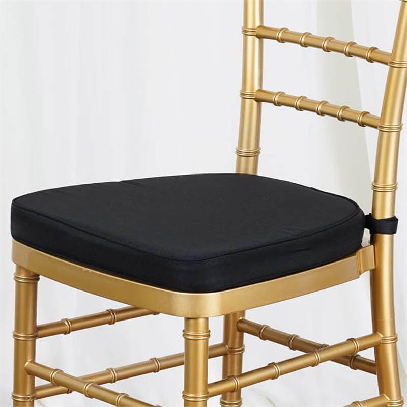wholesale gold chiavari chair with black cushion for events