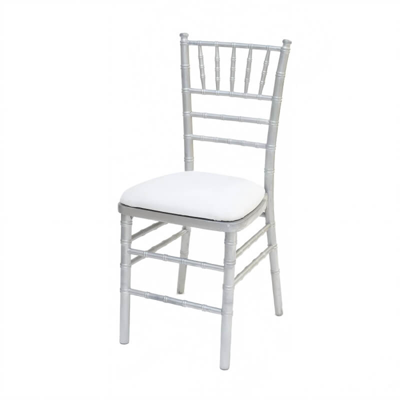 wholesale silver chiavari chair with white cushion for parties