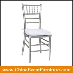 wholesale silver chiavari chair with white cushion for sale