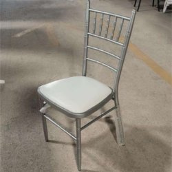 stackable silver chiavari chair with white cushion wholesale for weddings