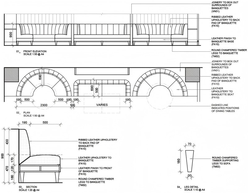 Custom Made Banquette booth Seating for hotel banquet halls