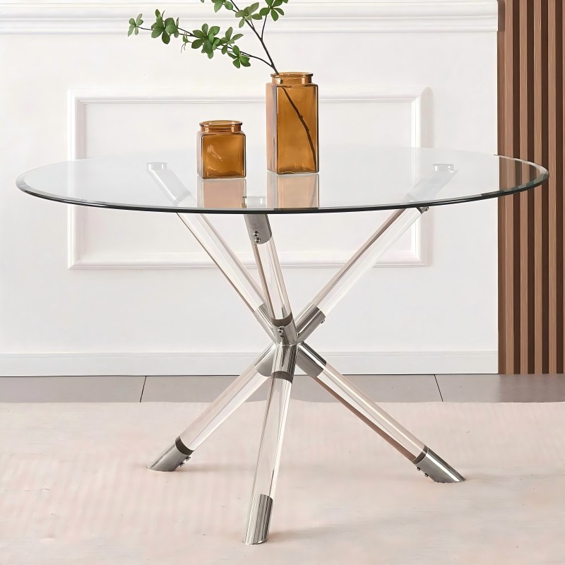 wholesale clear round dining table for dining room