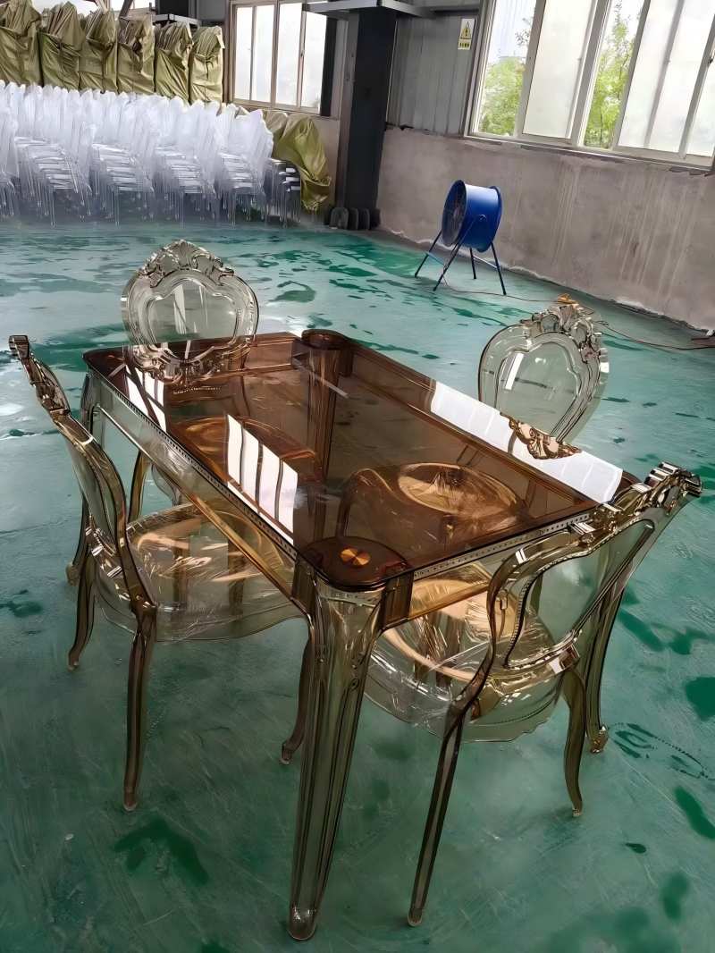 wholesale long Acrylic Table And Chairs for dining room