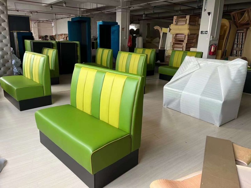 custom made long vinyl banquette seating for sale
