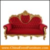 wholesale luxury red and gold 2 seater wedding sofa for king and queen
