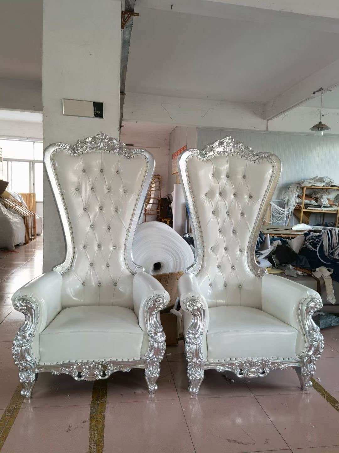 wholesale upholstered silver throne for events