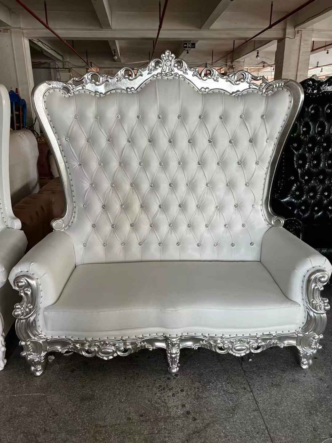 wholesale upholstered 2 seat silver throne for weddings