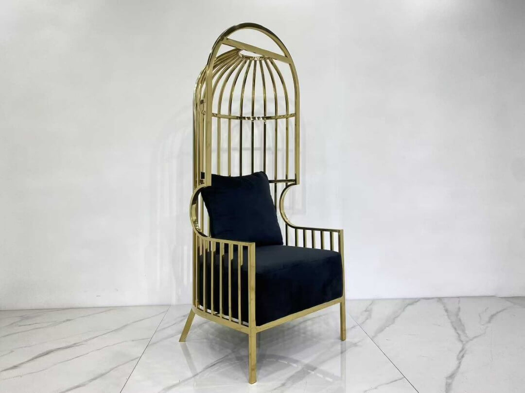 gold stainless steel Black And Gold Throne Chairs for weddings