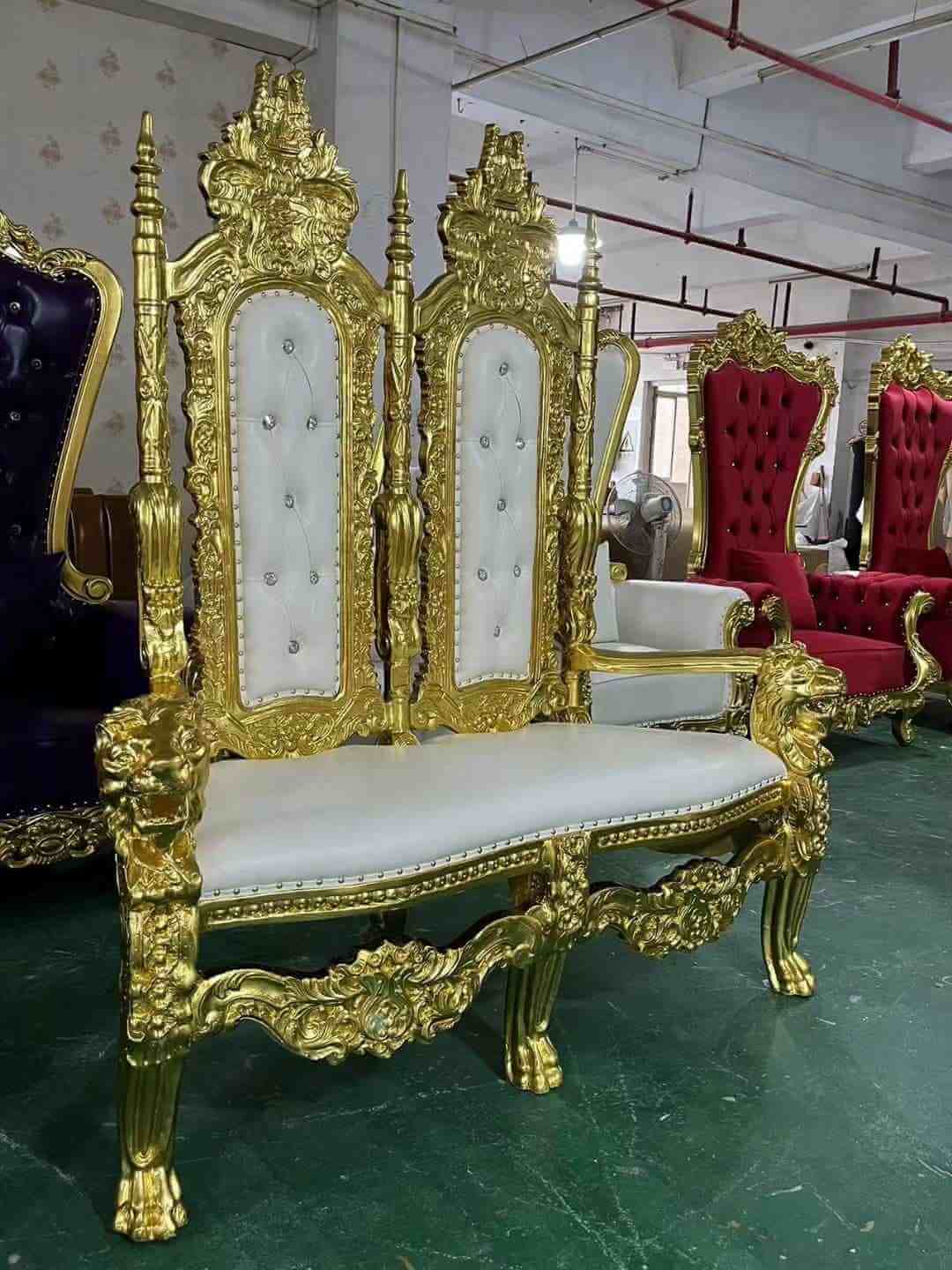 wholesale white and gold King And Queen Throne Chairs for weddings