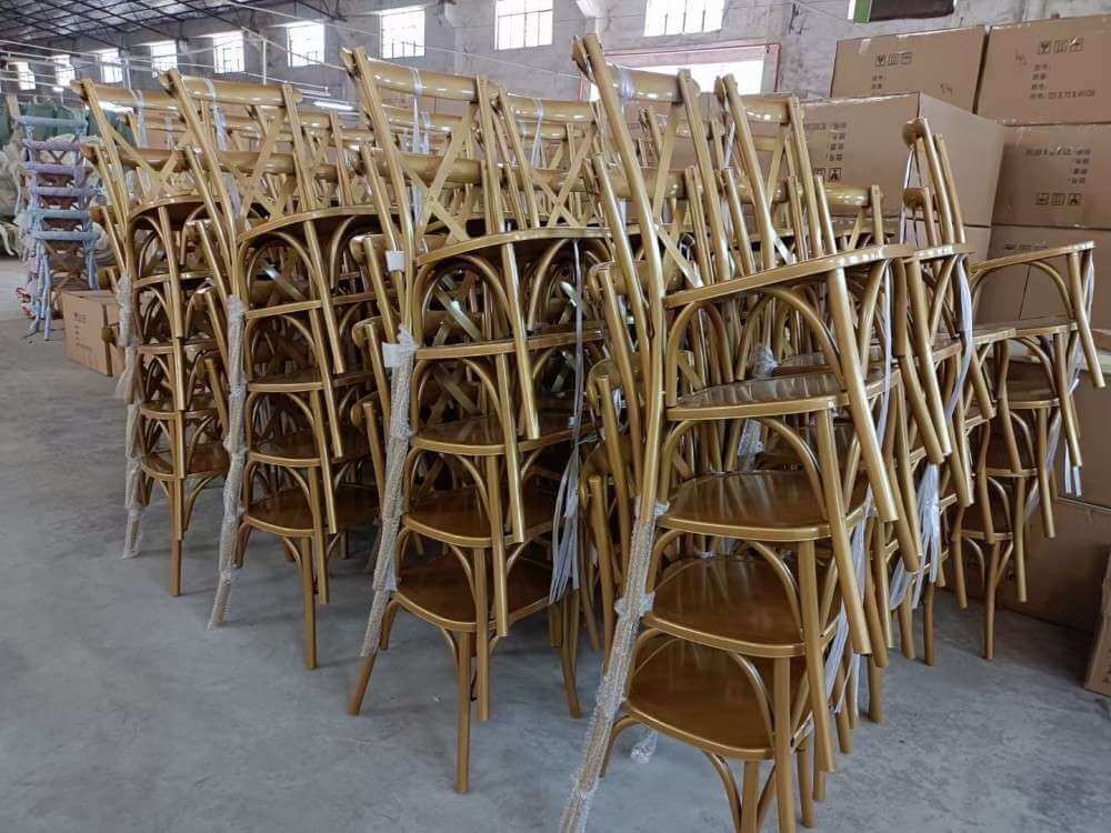 wholesale stackable Metal Cross Back Chairs for events