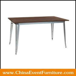 wholesale long wood top Replica Tolix Dining Table for sale