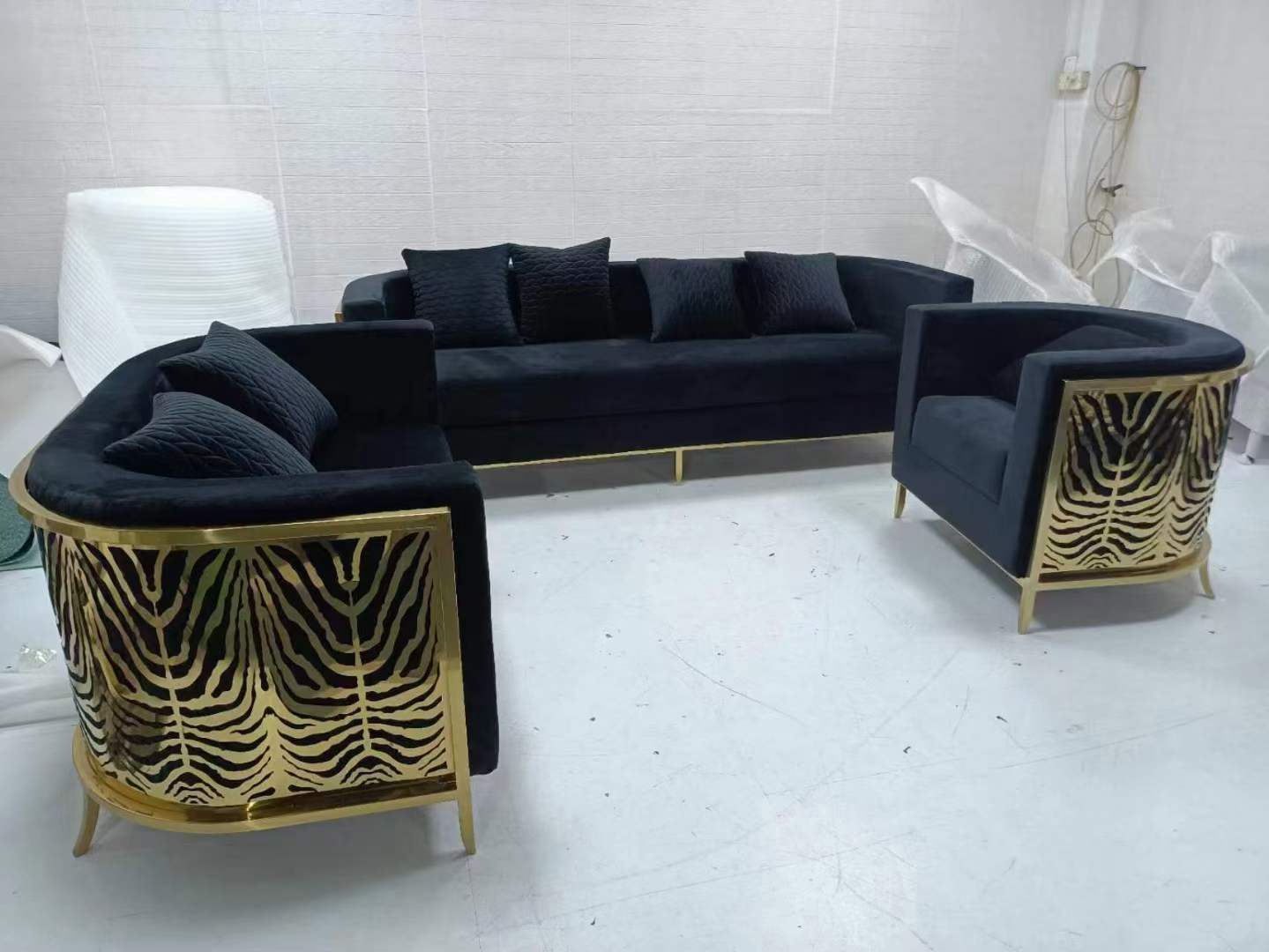 wholesale luxury golld Stainless Steel Wedding Sofa set for weddings