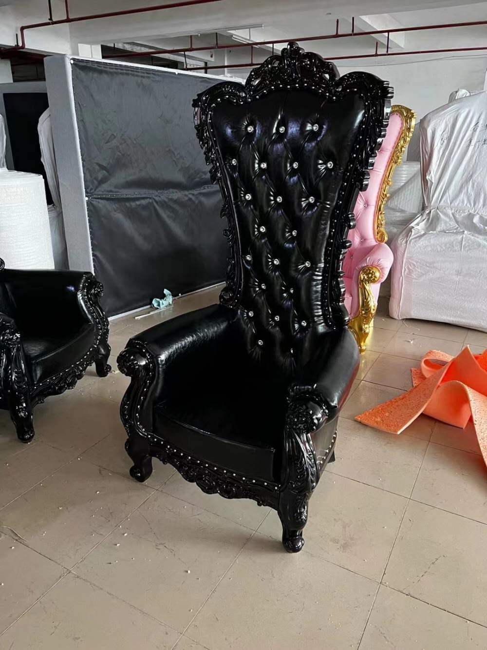 wholesale high back black throne chairs for events