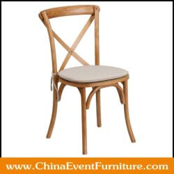 wholesale stackable wood cross back chairs with cushion for events