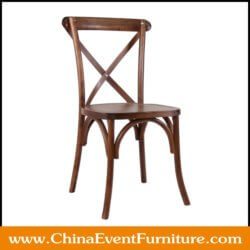 wholesale stackable cross back wooden dining chairs for outdoor events