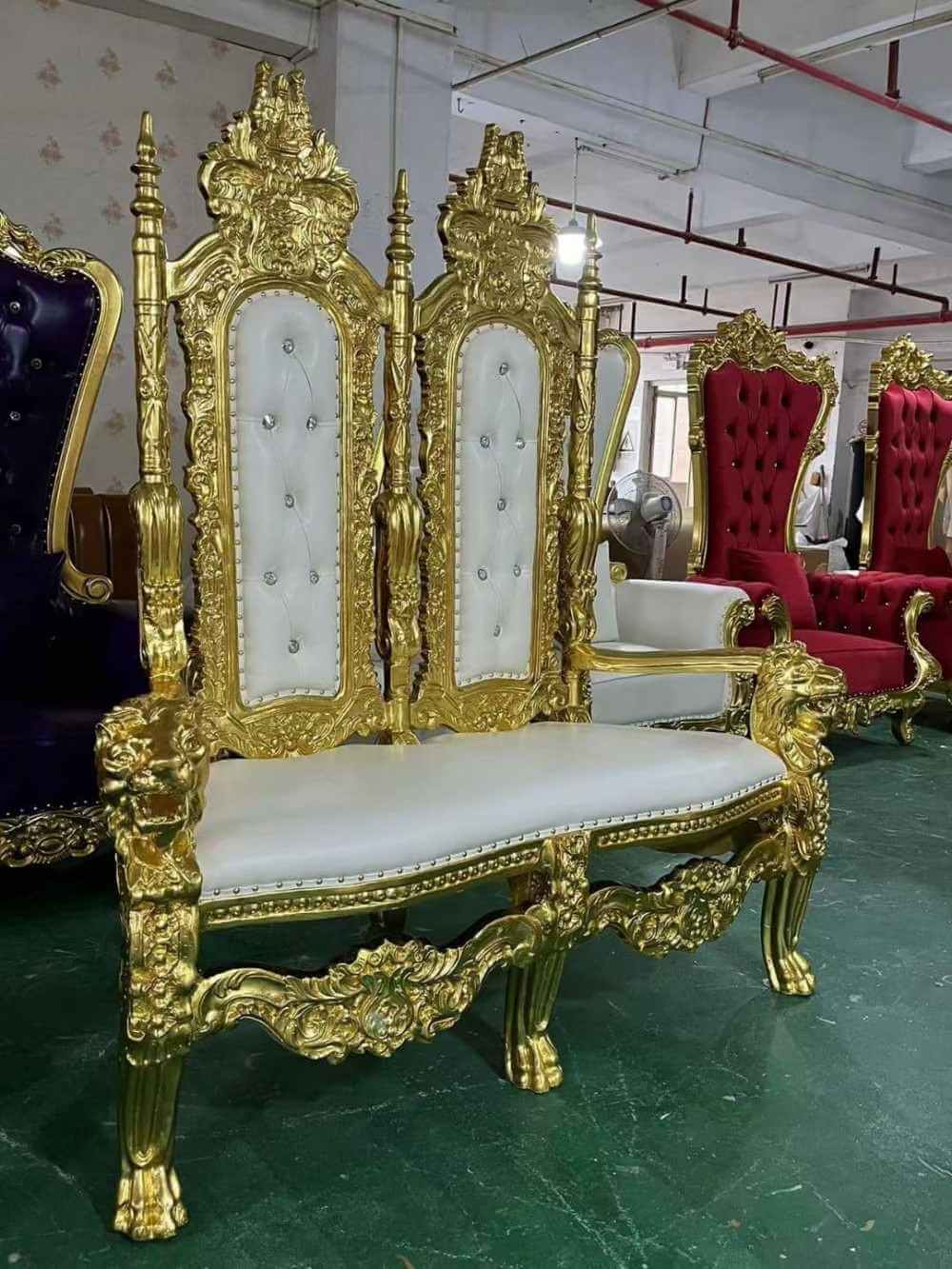 wholesale high back white and gold throne chairs for sale