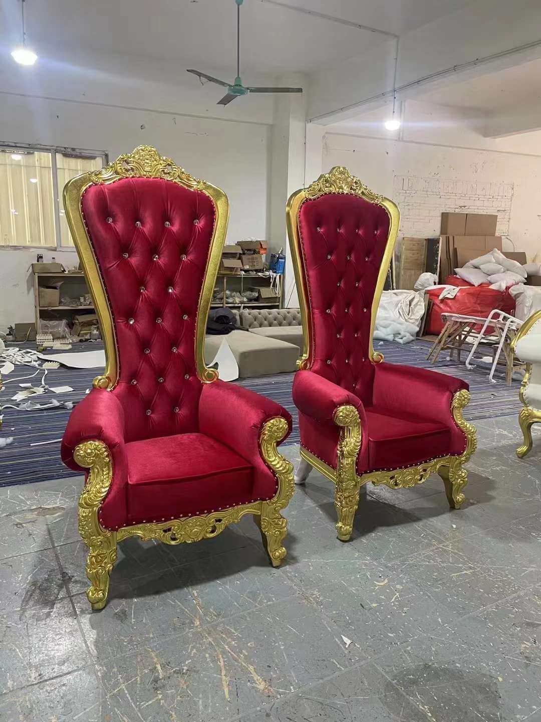 wholesale upholstered king and queens chairs for weddings