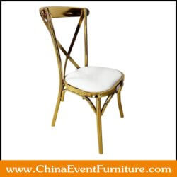 wholesale gold chromed metal cross back chairs for weddings