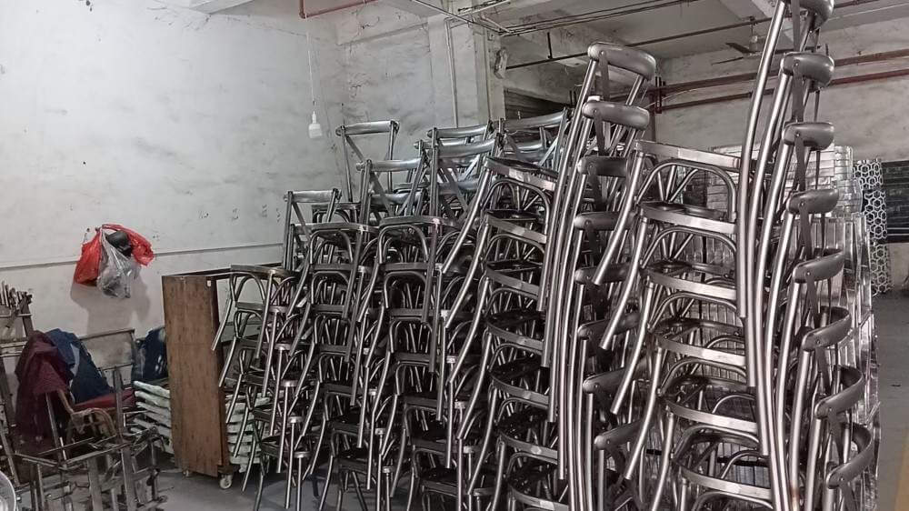 durable stackable Metal Cross Back Chairs manufacturer in China