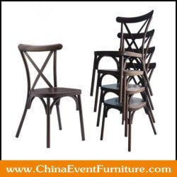 wholesale powder coated stackable metal cross back chairs for events