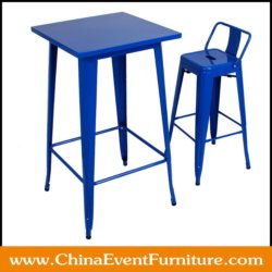 wholesale metal blue tolix bar tables with wood top for sale
