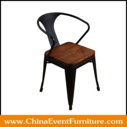 wholesale stackable metal black tolix chair with timber seat for sale