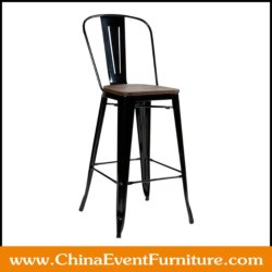 wholesale wood seat black tolix metal bar stools with backrest for sale