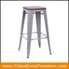 wholesale wood seat silver metal tolix stool 65cm for sale
