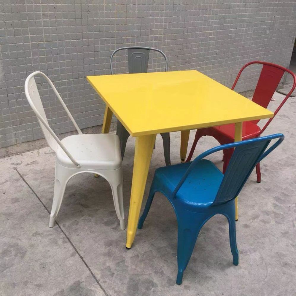 wholesale square yellow metal tolix tables for dining room
