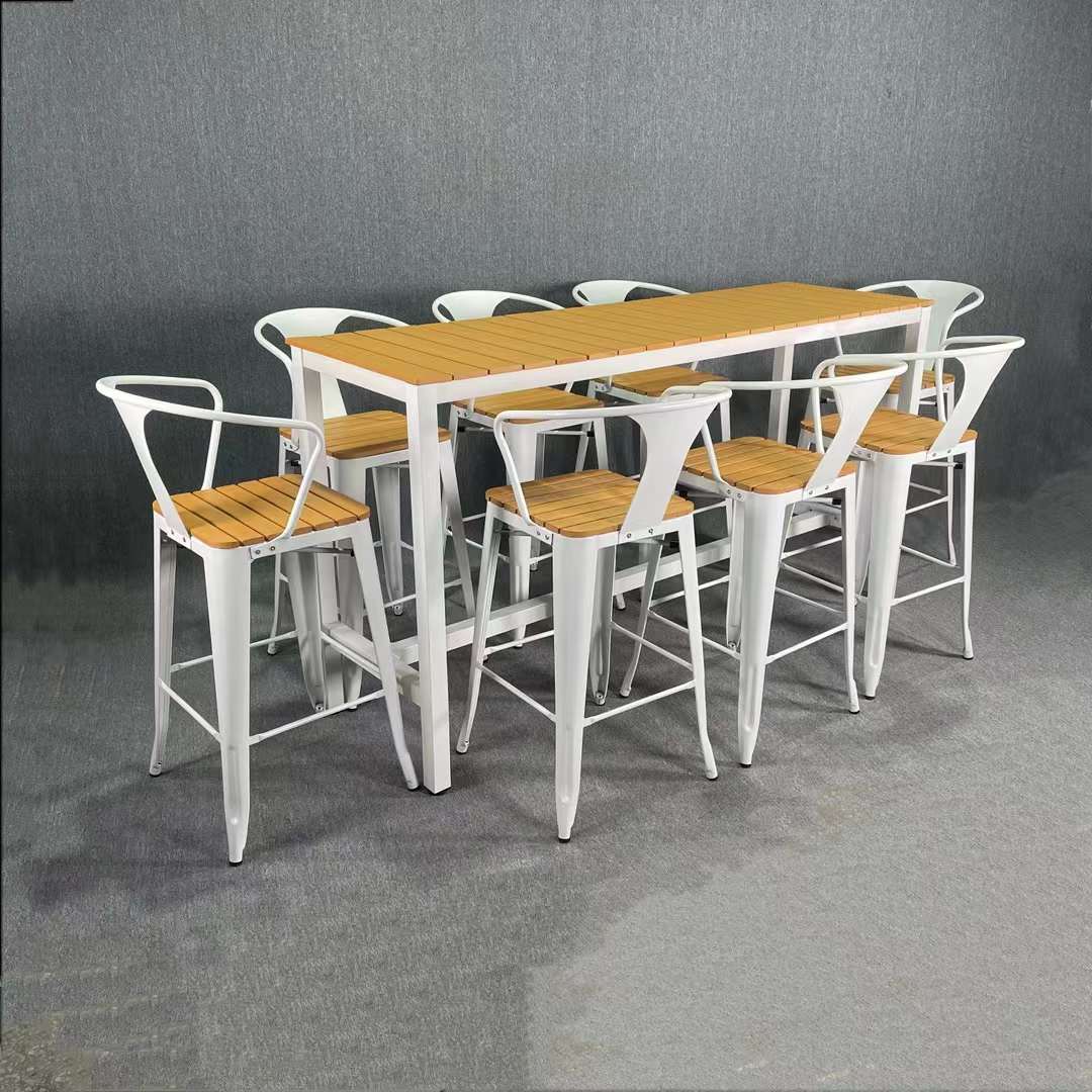 wholesale wood top long white tolix bar tables for sale