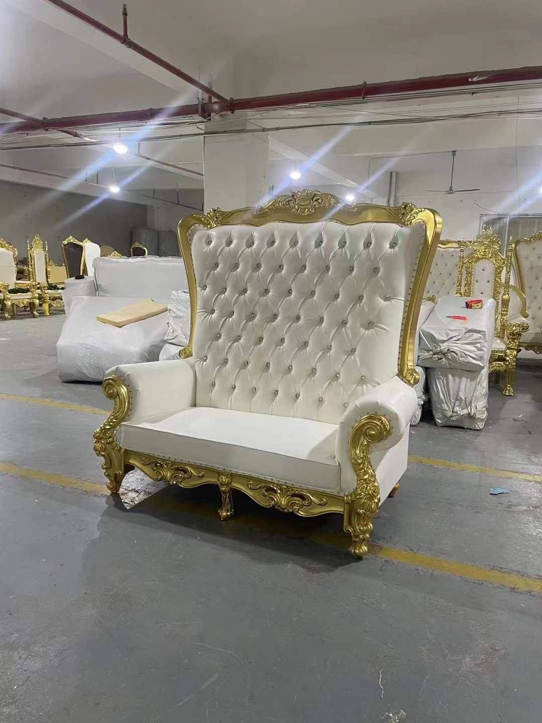 wholesale high back gold and white throne loveseat for weddings