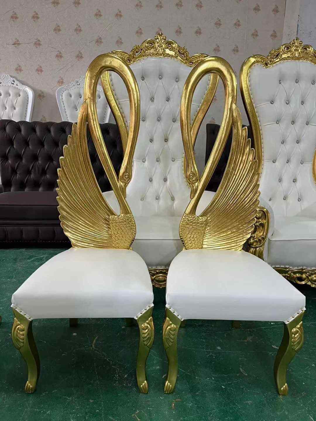 wholesale white and gold King And Queen Throne Chairs for sale
