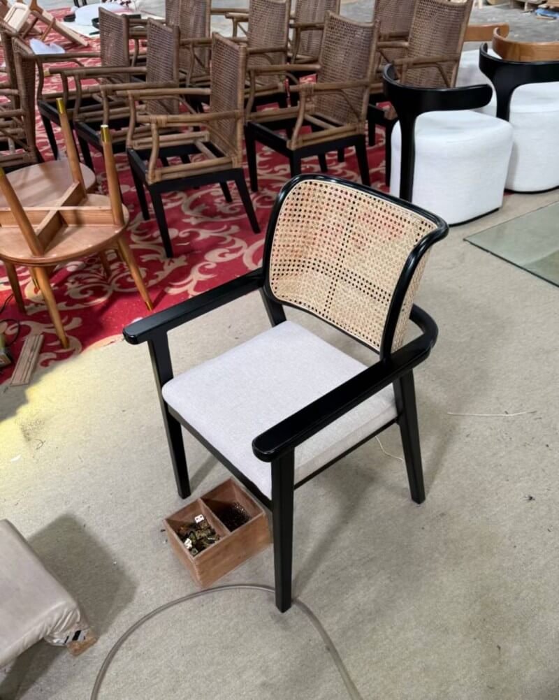 wholesale wooden Black Cane Armchairs for sale