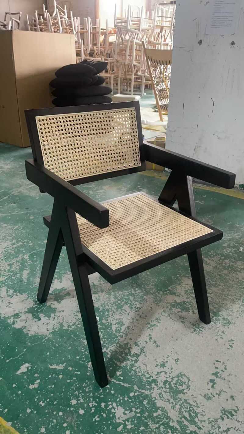 wholesale wooden Black Cane Armchairs for hotels