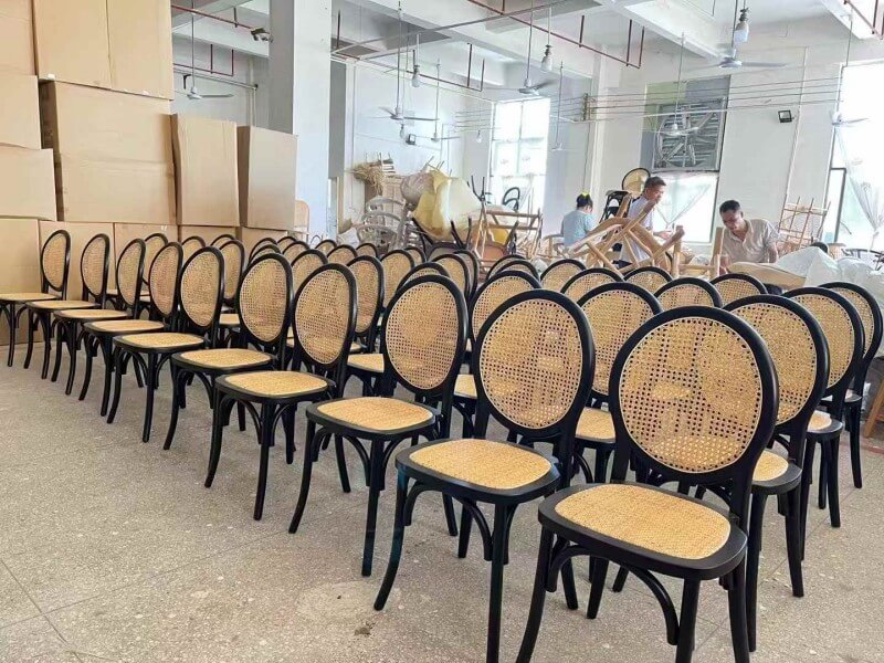 wholesale round back Black wood cane chair for hotel restaurants