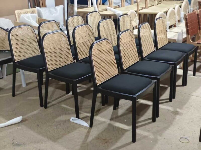 wholesale Black wood cane chair for hotel restaurants