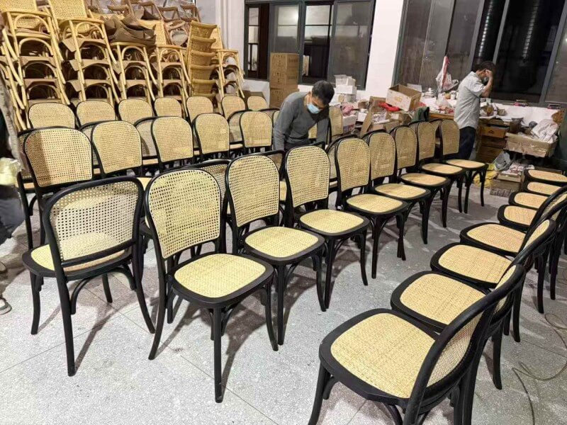 modern Black wood cane chair wholesale for hotel restaurants