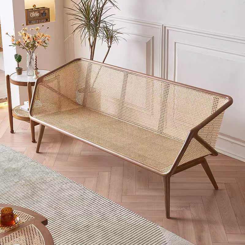 wholesale 3 seater wooden Cane Back Sofa for hotels