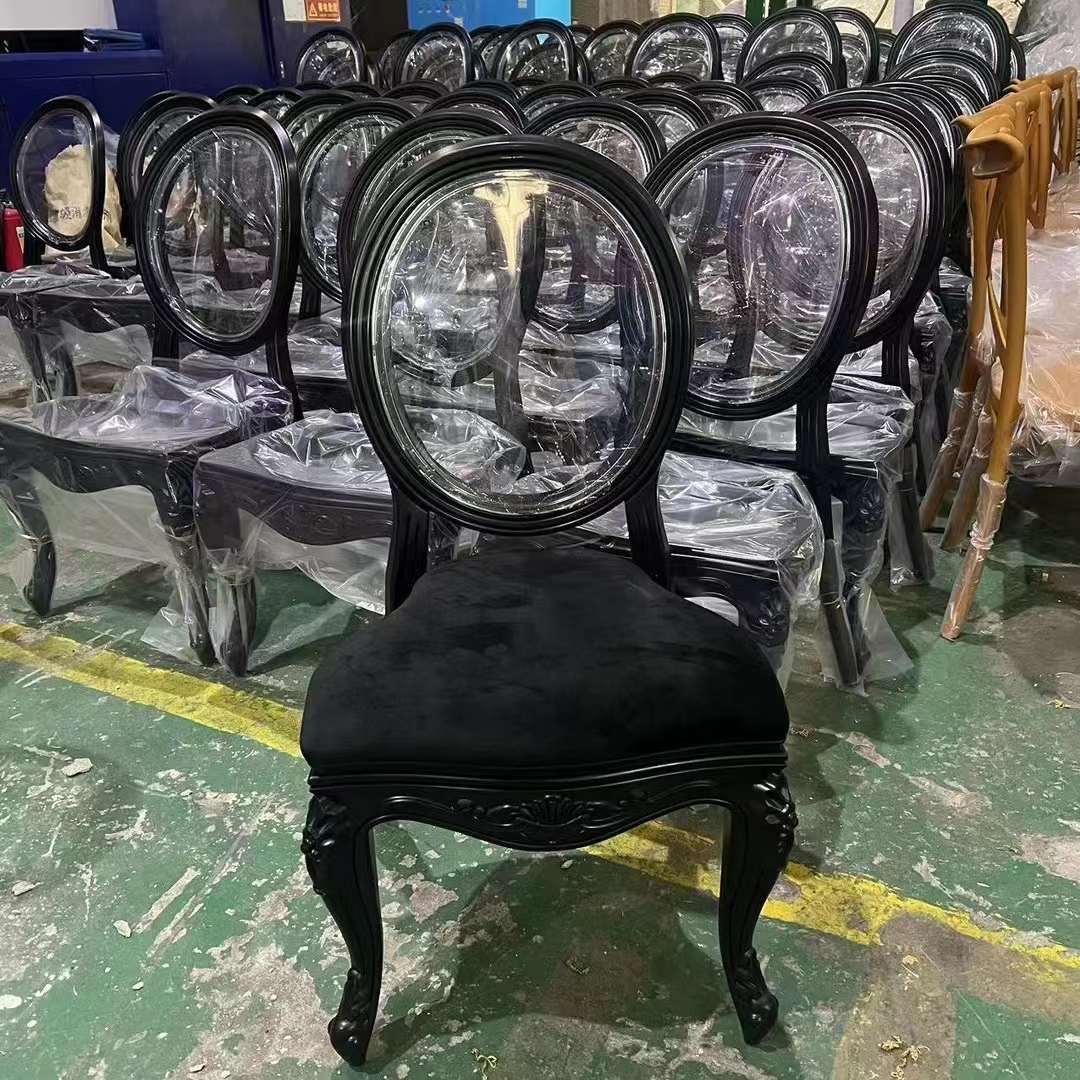wholesale stacked resin black Louis Style Dining Chairs for sale
