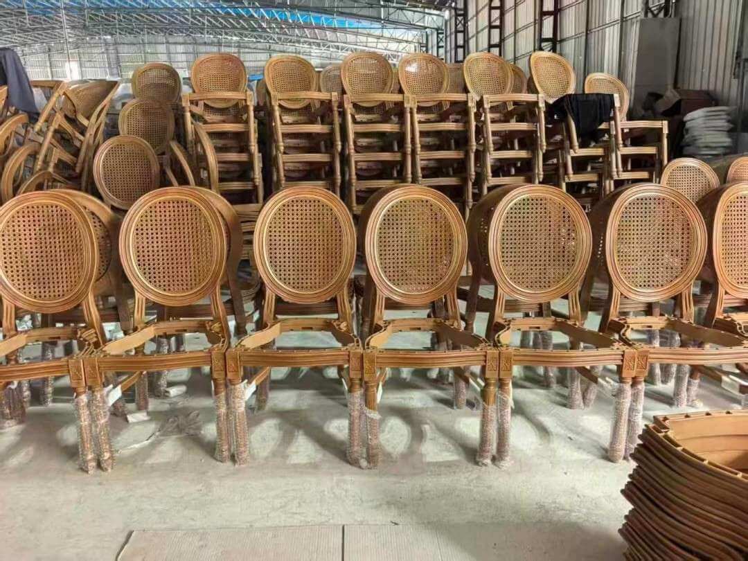 wholesale resin stackable Louis cane back dining chairs for events