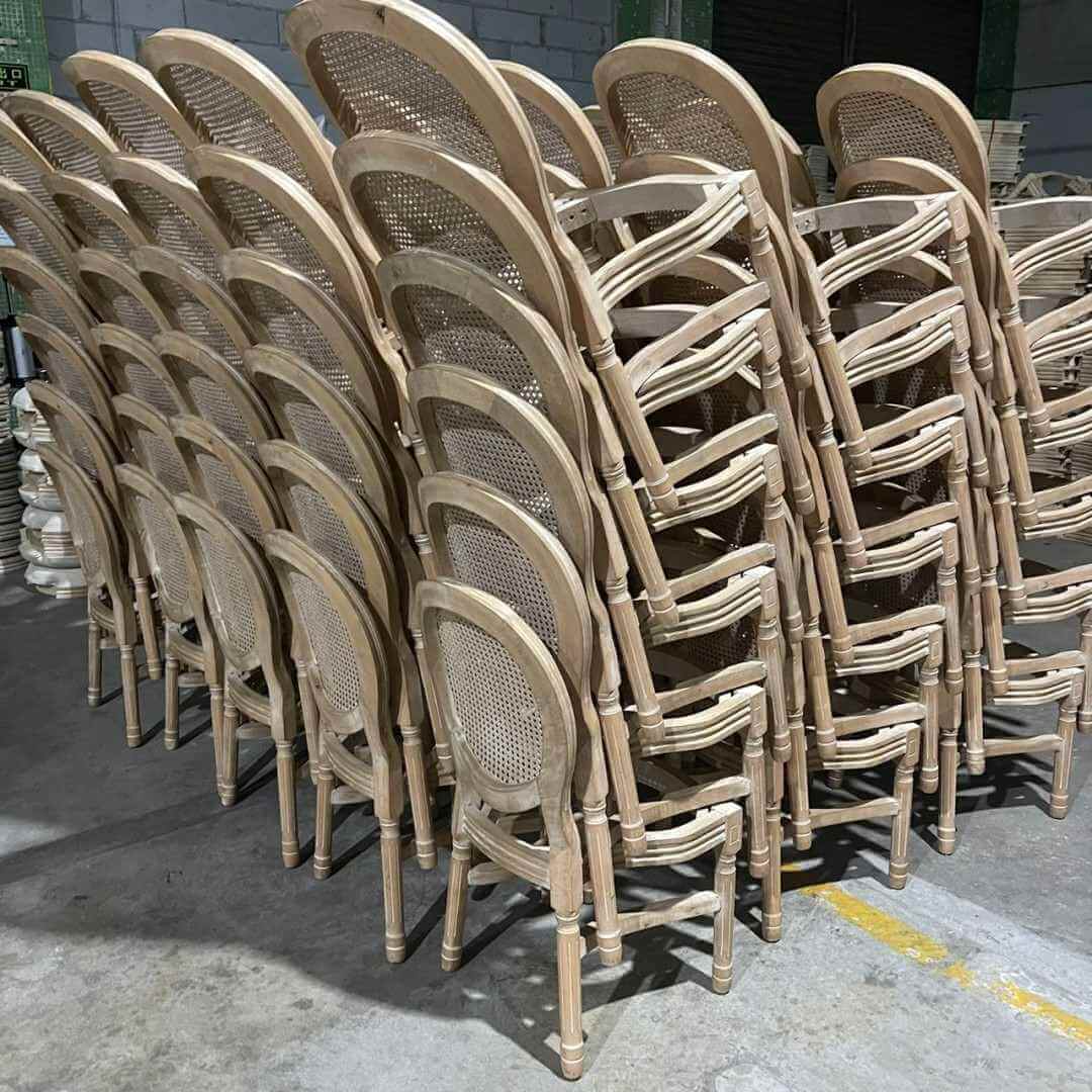 wholeasle wooden stack Louis cane back dining chairs for sale