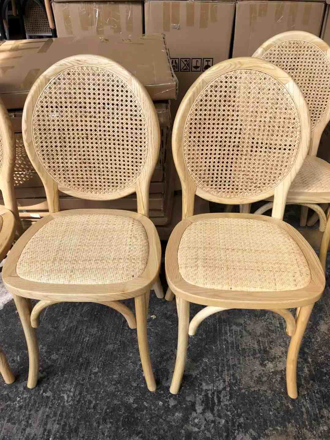 wholesale Wooden chair with wicker seat for dining room
